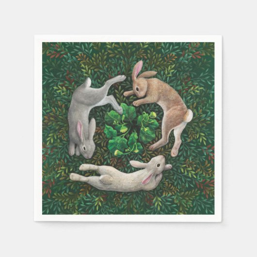 Konijnen die stoeien. Papieren Servetten (Voorkant)