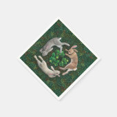 Konijnen die stoeien. Papieren Servetten (Hoek)