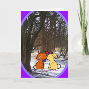 Konijnen die zoenen in de sneeuw - Verloving - kaa Kaart