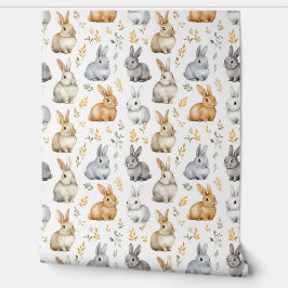 Konijnen en bladeren behang