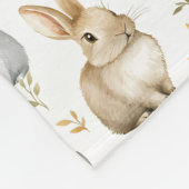 Konijnen en bladeren fleece deken (Hoek)