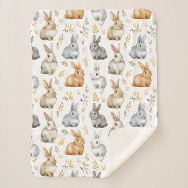 Konijnen en bladeren sherpa deken