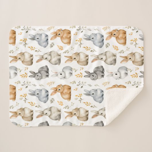 Konijnen en bladeren sherpa deken (Voorkant (horizontaal))