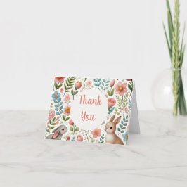 Konijnen en Bloemen Dank Je Wel Bedankkaart