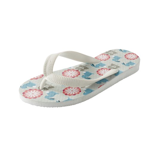 Konijnen en bloemen kinder teenslippers (Schuin)