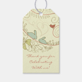Konijnen en Bloemen Neutraal Dank U Baby shower Cadeaulabel