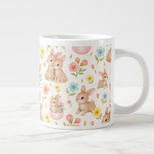 Konijnen en Bloemen Patroon Grote Koffiekop