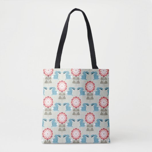 Konijnen en bloemen tote bag (Voorkant)