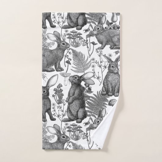 Konijnen en bosflora2 Wishanddoekset Bad Handdoek (Handdoek)