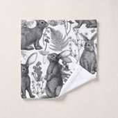 Konijnen en bosflora2 Wishanddoekset Bad Handdoek (Wasdoekje)