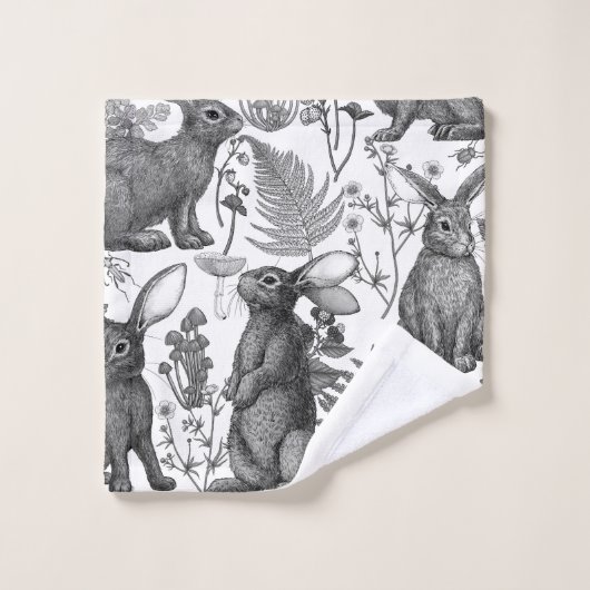 Konijnen en bosflora2 Wishanddoekset Bad Handdoek (Wasdoekje)