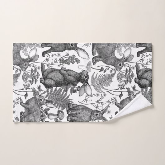 Konijnen en bosflora2 Wishanddoekset Bad Handdoek (Handdoek)