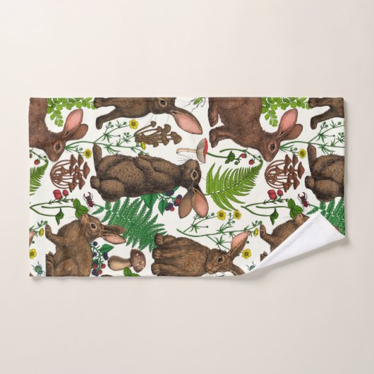 Konijnen en bosflora 4 bad handdoek (Handdoek)