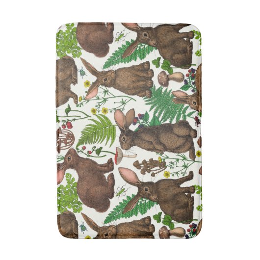 Konijnen en bosflora 4 badmat (Voorkant Verticaal)