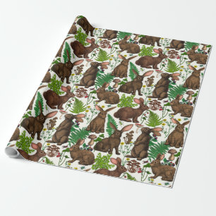 Konijnen en bosflora 4 cadeaupapier