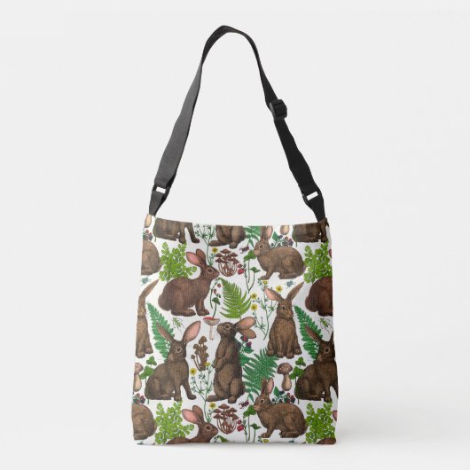 Konijnen en bosflora 4 crossbody tas (Achterkant)