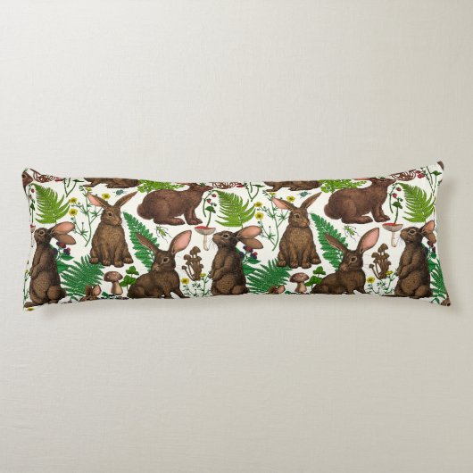 Konijnen en bosflora 4 lichaamskussen (Achterkant)