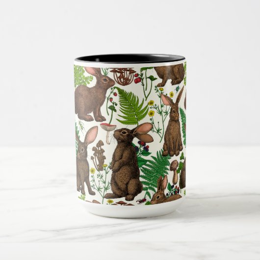 Konijnen en bosflora 4 mok (Midden)