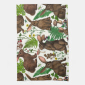 Konijnen en bosflora 4 theedoek (Verticaal)