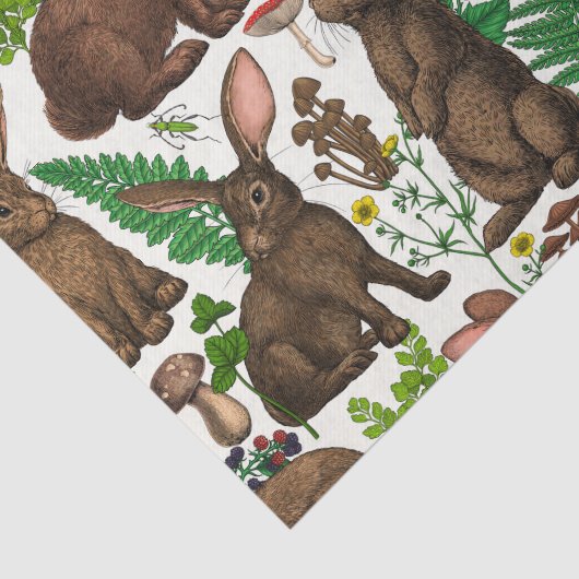 Konijnen en bosflora 4 tissuepapier (Detail)