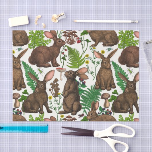 Konijnen en bosflora 4 tissuepapier (Craft)