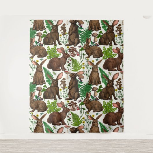 Konijnen en bosflora 4 wandkleed (Voorkant)