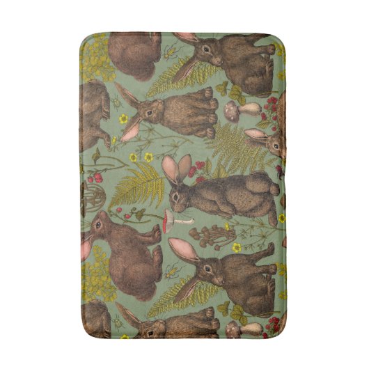Konijnen en bosflora Bath Mat (Voorkant Verticaal)