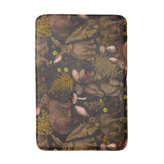Konijnen en bosflora Bath Mat (Voorkant Verticaal)