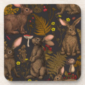 Konijnen en bosflora Beverage Coaster Bier Onderzetter (Voorkant)