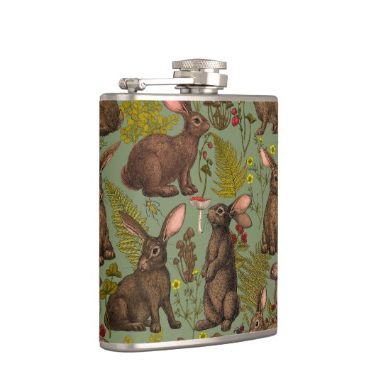 Konijnen en bosflora Flask Heupfles (Rechts)