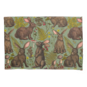 Konijnen en bosflora Pillow Hoesje Kussensloop (Voorkant-Links)