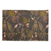 Konijnen en bosflora Pillow Hoesje Kussensloop (Achterkant-Links)