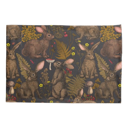 Konijnen en bosflora Pillow Hoesje Kussensloop (Achterkant-Links)