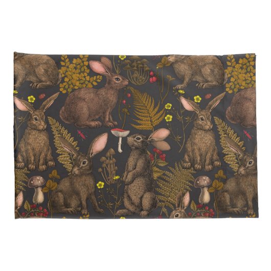 Konijnen en bosflora Pillow Hoesje Kussensloop (Achterkant-Rechts)