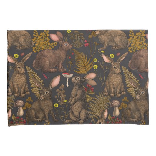 Konijnen en bosflora Pillow Hoesje Kussensloop (Voorkant-Rechts)