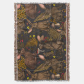 Konijnen en bosflora Throw Blanket Deken (Voorkant Verticaal)