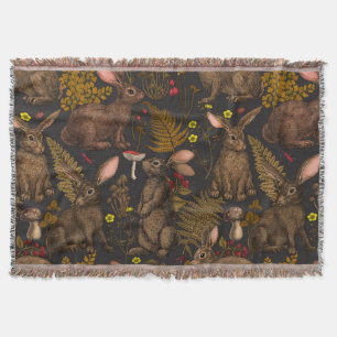 Konijnen en bosflora Throw Blanket Deken