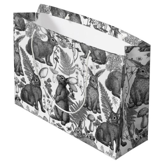 Konijnen en bossen2 Grote Gift Bag Groot Cadeauzakje (Achterkant Gekanteld)