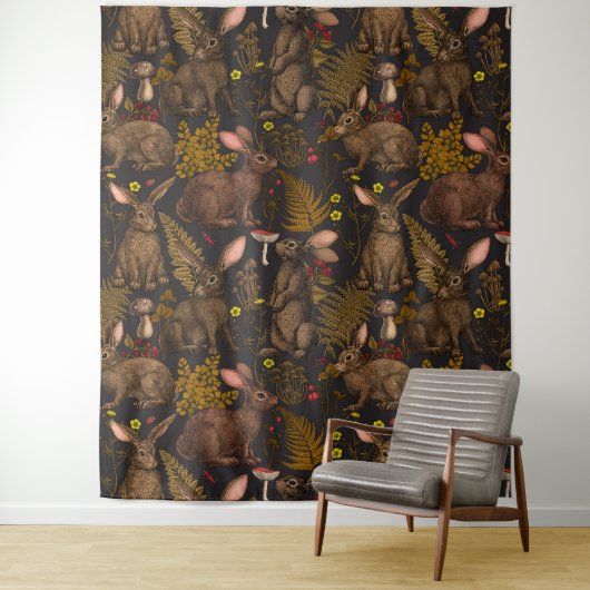 Konijnen en bossen 3 Bosbouw Wandkleed (In situ)