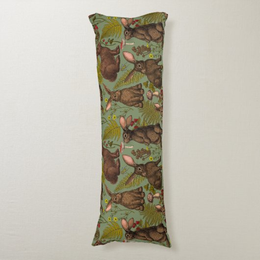 Konijnen en bossen flora Body Pillow Lichaamskussen (Voorkant Verticaal)