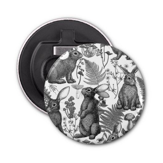 Konijnen en bossen flora Bottle Open Button Flesopener (Voorkant)