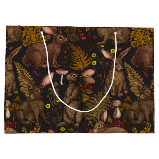 Konijnen en bossen Grote Gift Bag Groot Cadeauzakje (Achterkant)