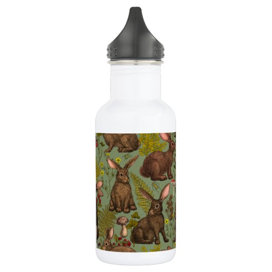 Konijnen en bossen Roestvrij stalen flesje Waterfles (Links)