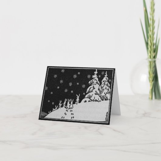 Konijnen en de Illustratie van de Winter van de Feestdagen Kaart (Voorkant)