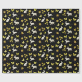 Konijnen en gele vlinders cadeaupapier (Vlak)