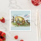  konijnen en gouden easter egg blauw servetten (Insitu)