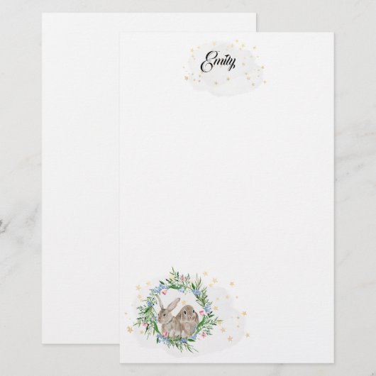 Konijnen- en goudstaven briefpapier (Voorkant / Achterkant)