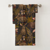 Konijnen en houten flora Bath Towel Set Bad Handdoek (Insitu)