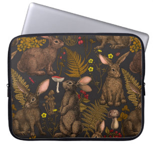 Konijnen en houten flora Laptophoes Laptop Sleeve