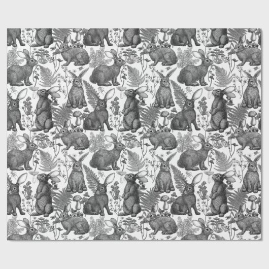 Konijnen en houtflora 2Verpakkingspapier Cadeaupapier (Vlak)